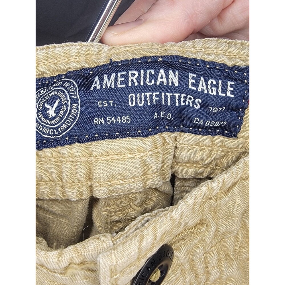 American Eagle Men’s 32 Brown Ripstop Cargo Shorts Long Inseam Outdoor Utility - Picture 2 of 9